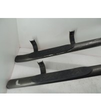 Par Estribo Com Detalhes Nissan Frontier Cabine Dupla 2014 Cinza